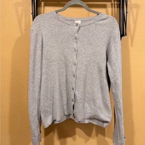 a new day Gray Ribbed Button-Up Cardigan